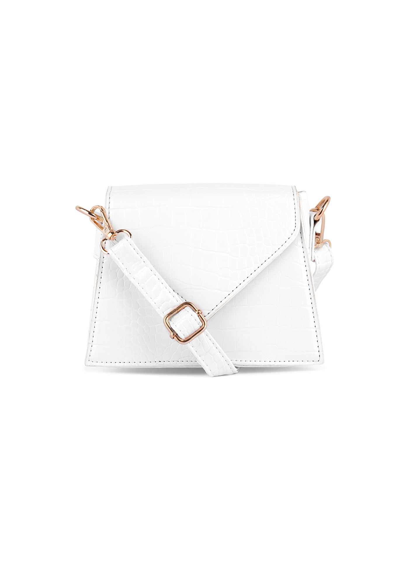 White Mini Envelope Croc Sling Bag