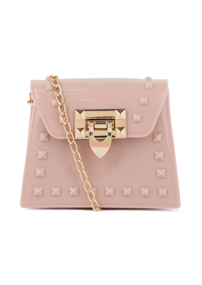Jelly Buckled Sling Bag in Blush