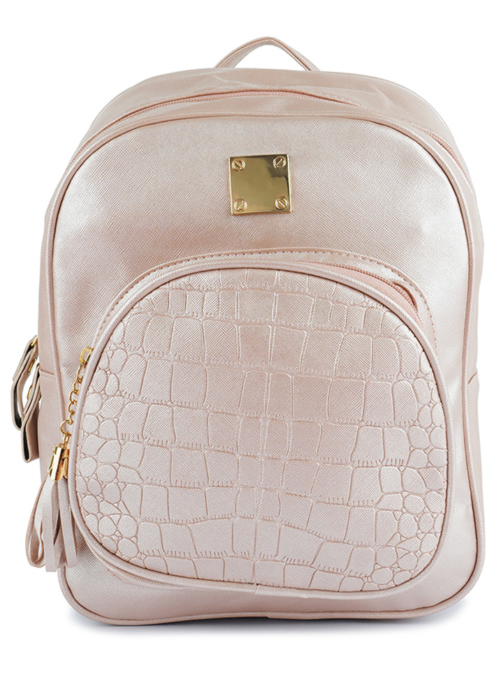 Pink Croc Patterned Mini Backpack