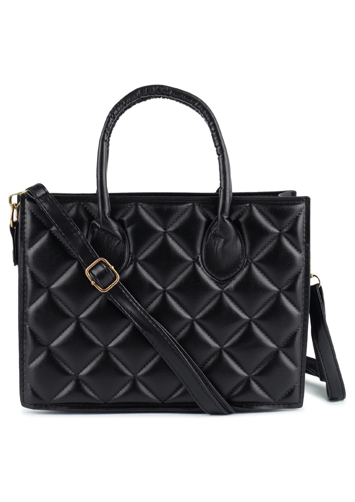 Black Quilted Structure Hand Bag
