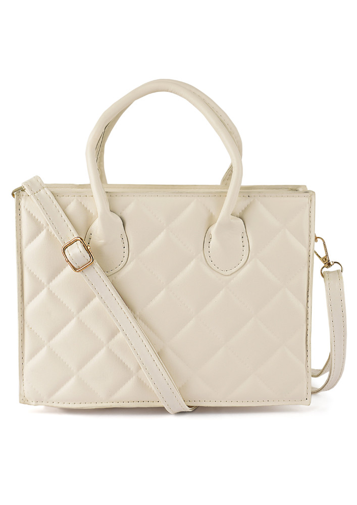 Off White Quilted Structure Hand Bag