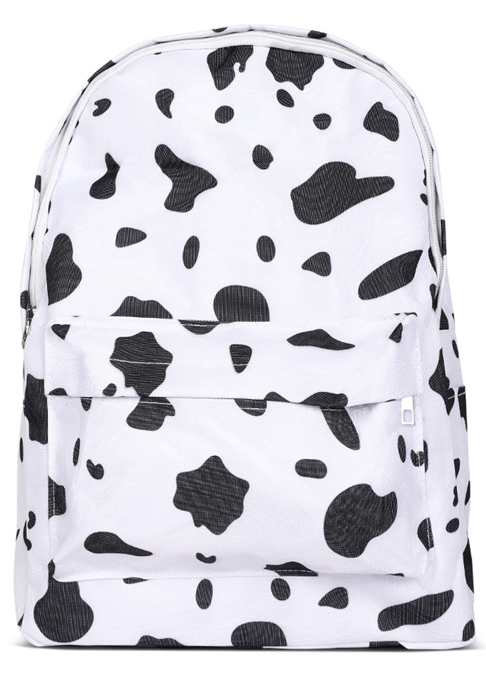 White Cow Printed Casual Backpack