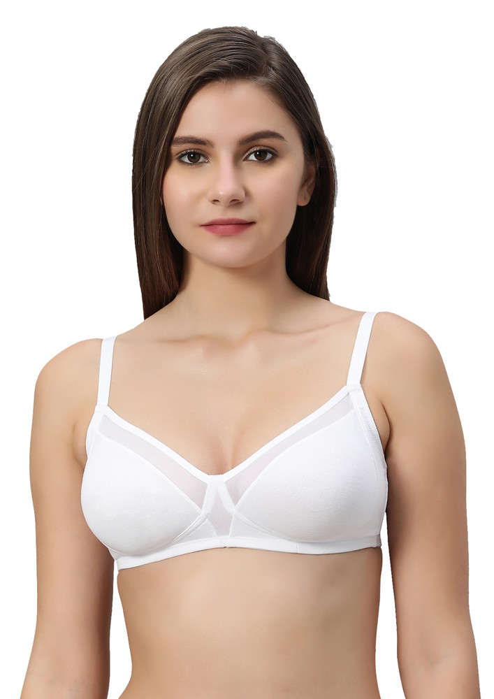 Buy SOIE Non Padded Non-Wired Full Coverage Stretch Cotton T-shirt Bra-White  online