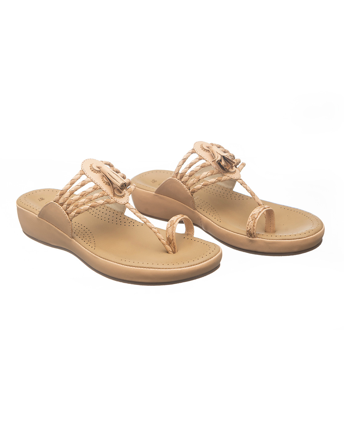 Rose-gold Kolhapuri Style toe-ring Sandals