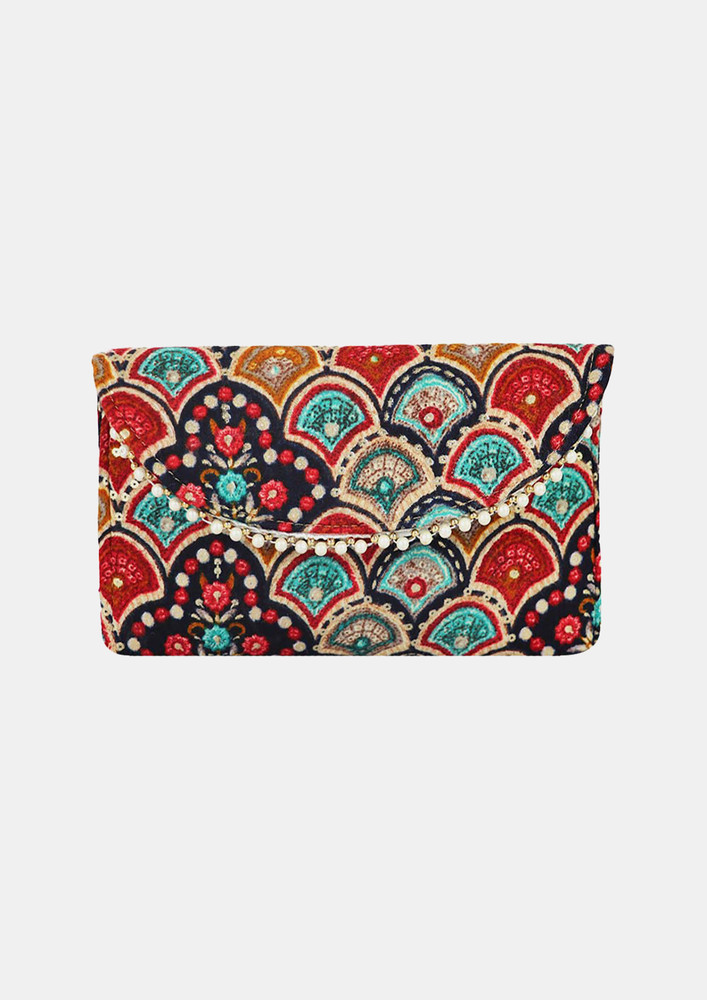 Elegant Ethnic Maroon Color Patola Clutch For Women And Girls