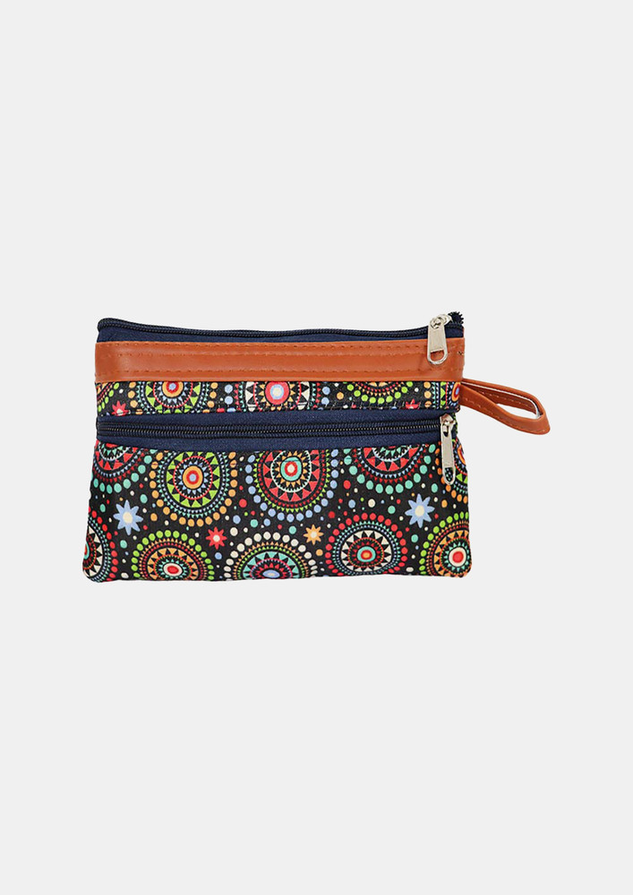 Dual Zipper Multicolour Travel Pouch For Women And Girls