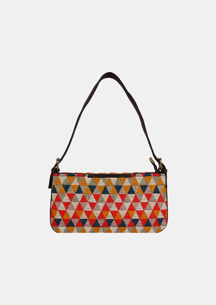 Stylish Multicolour Jacquard Cotton Handbag For Women