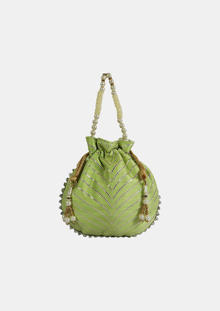Mint Color Gorgeous Gotta Lace Potli Bag - A Must-Have For Special Occasions