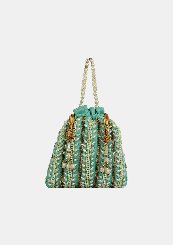 Elegant Embellished Raw Silk Potli Bag