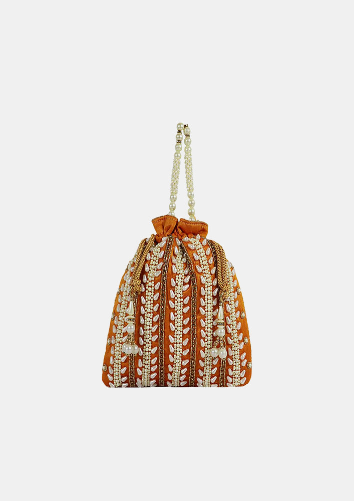 Handcrafted Embellished Raw Silk Potli Bag