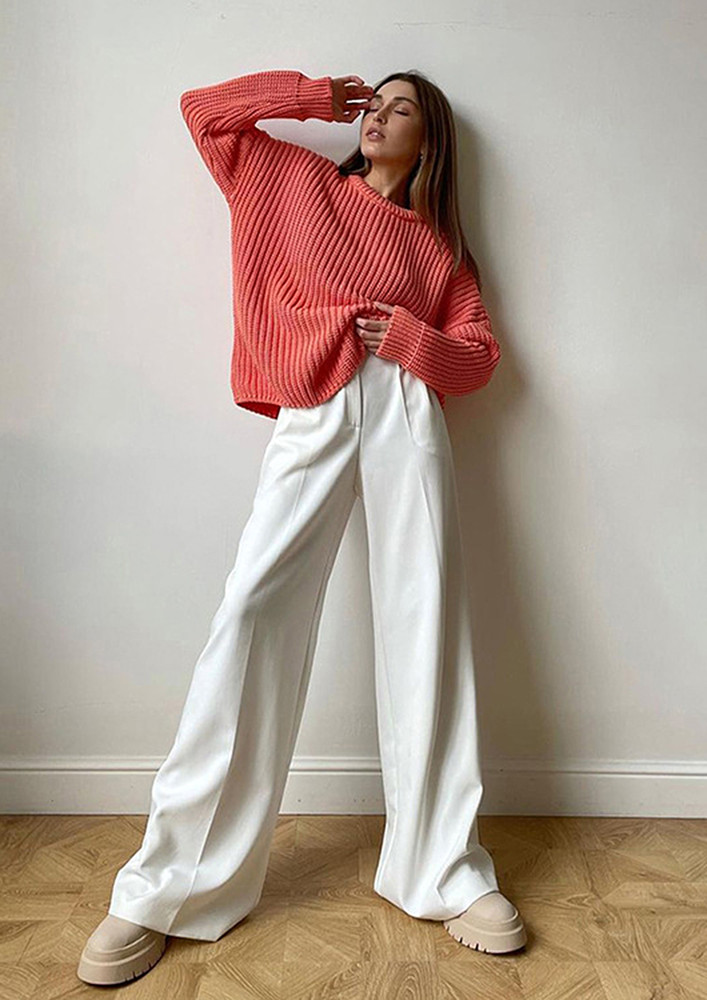 White High-waisted Wide Leg Trousers
