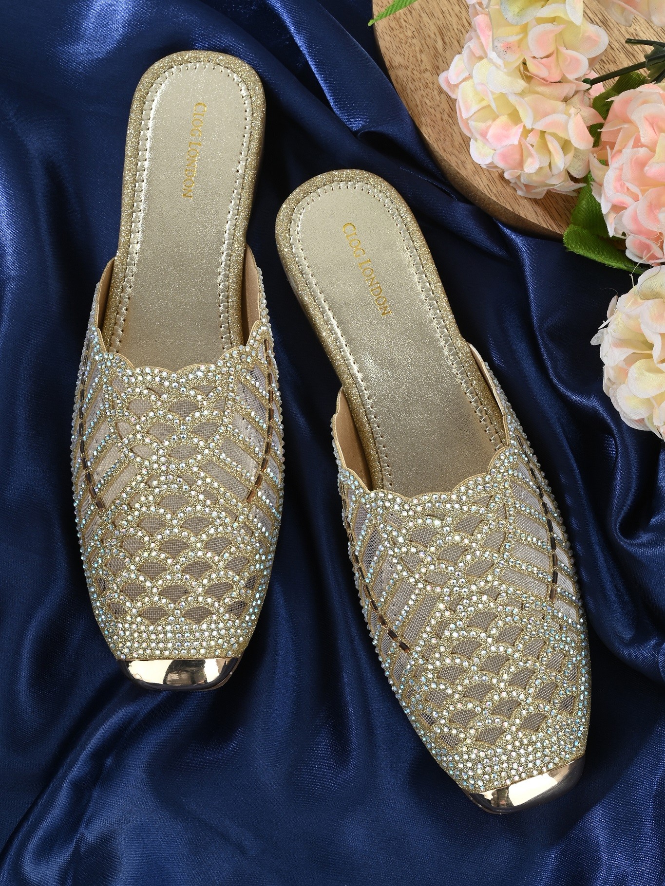 Women Party Wear Mules-Gold-CLF2238-GOLD