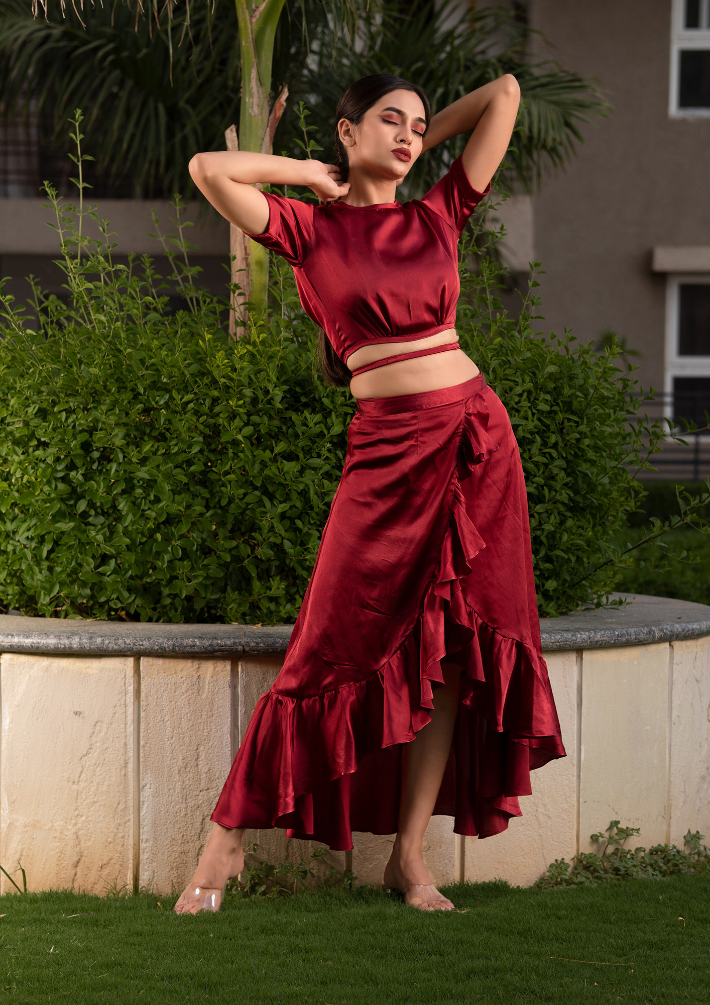Vedolay Fringe Skirt Women's Asymmetrical Hem Elastic Waist Chiffon Flowy  Long Skirt,Red 3XL - Walmart.com