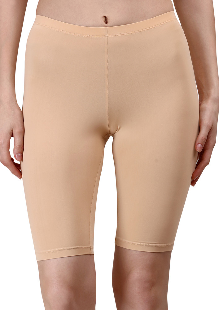 SOIE Solid Knee Length Cycling shorts-Nude
