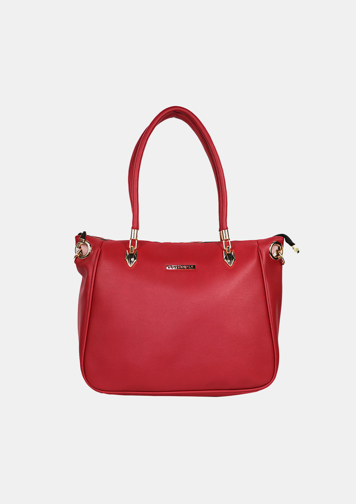 Red Solid Shoulder Bag