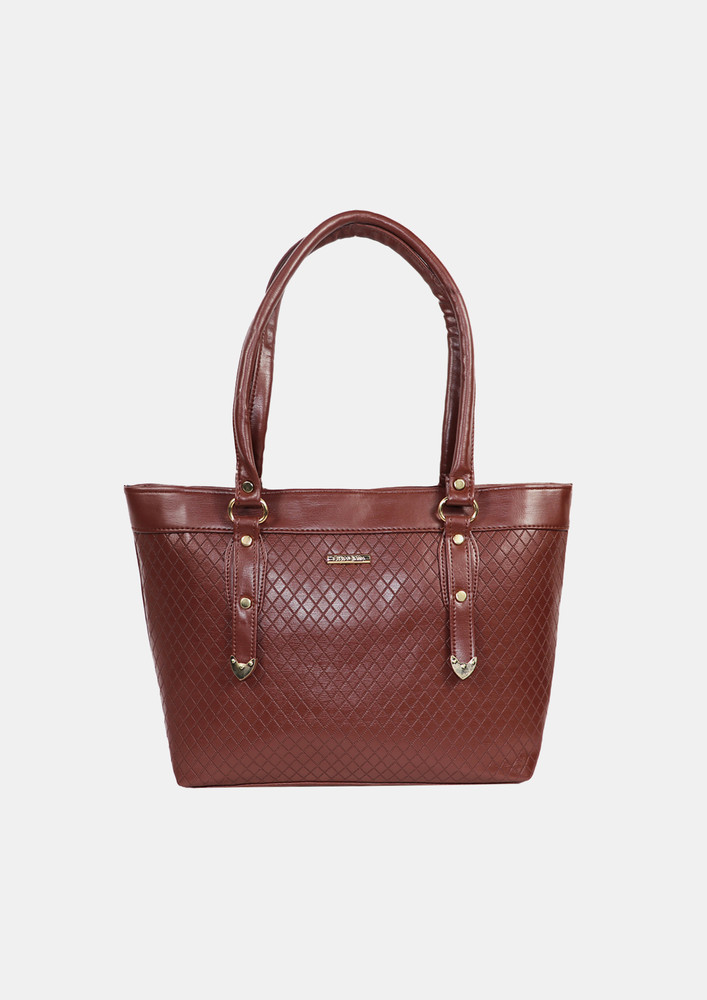 Women Brown Solid-Textured Office Bag