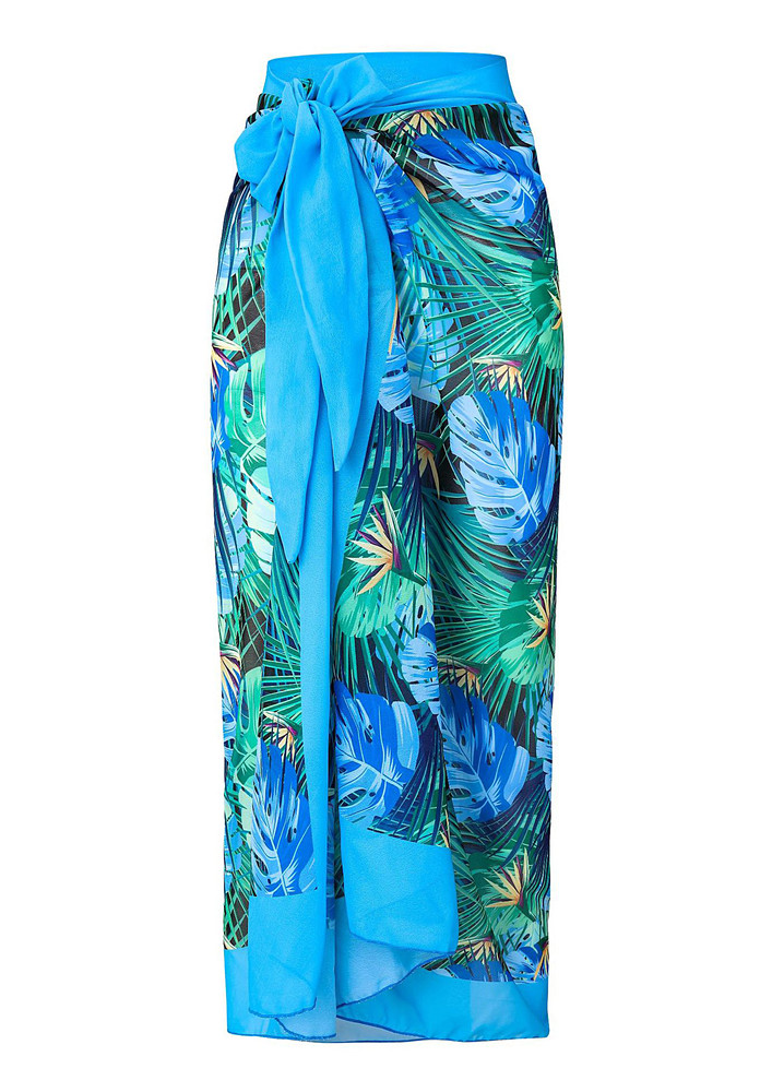 Tie-up Tropical Print Sarong Skirt