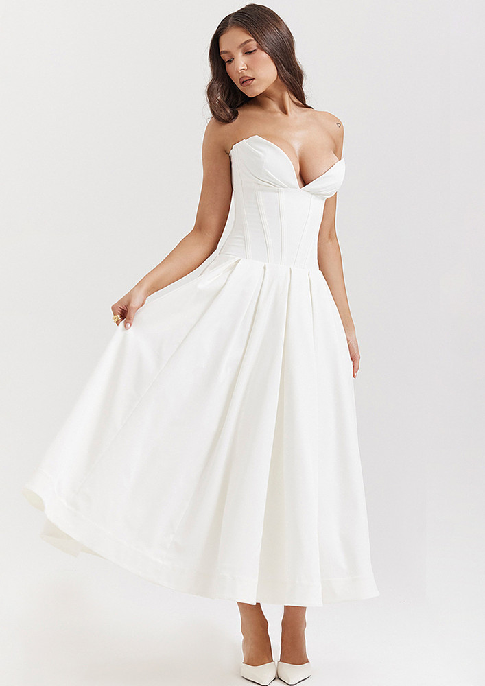 White Backless Bandeau Dress