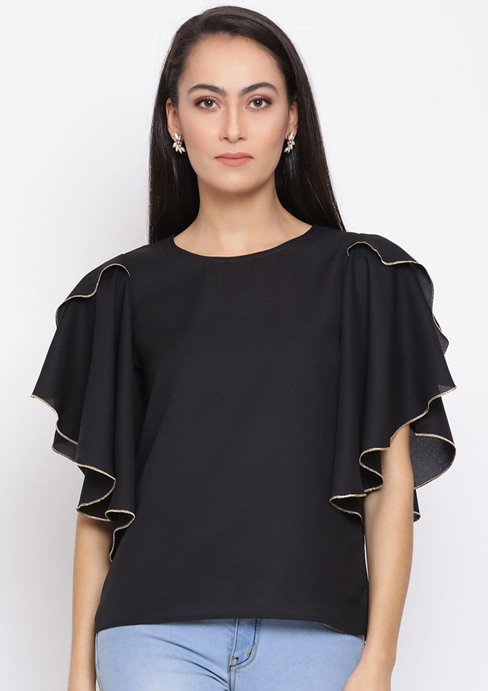 Draax Fashions Women Black Colour Cinched Waist Top