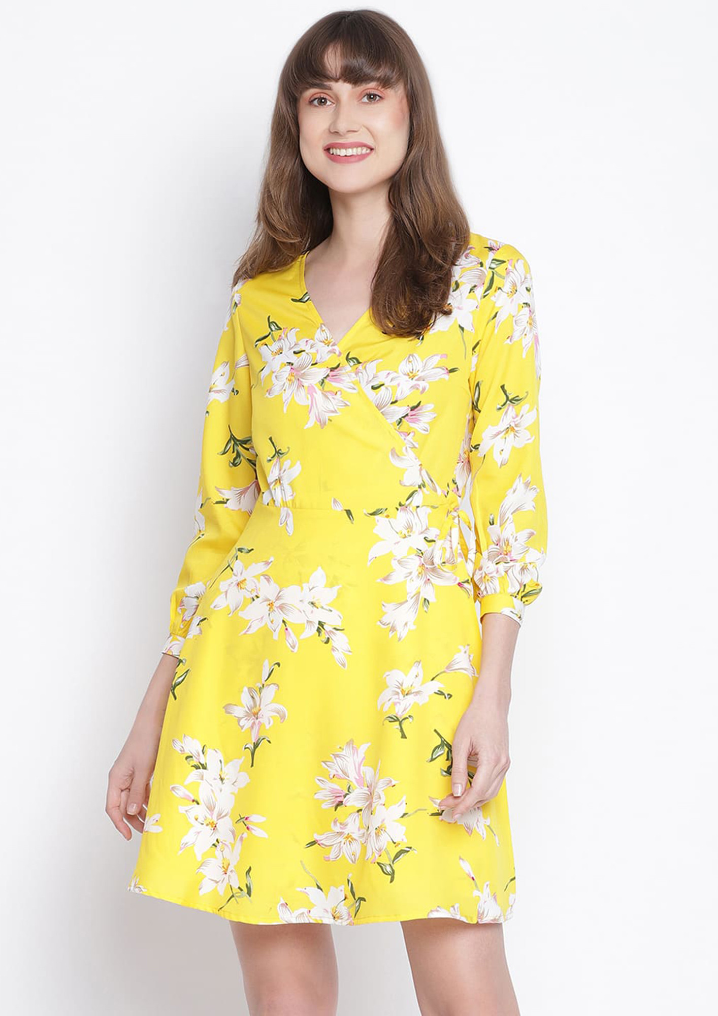 Draax Fashions Women Yellow Floral A-Line Dress