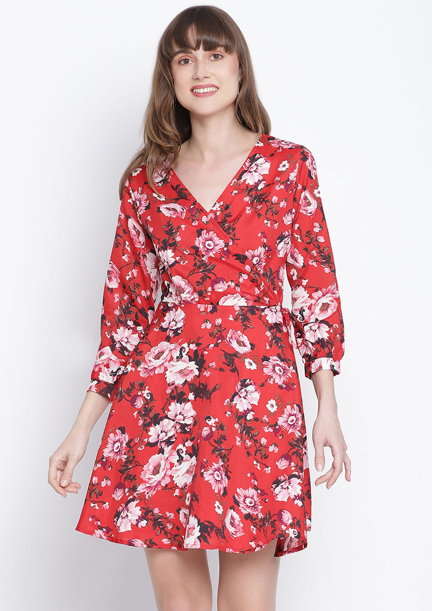 Draax Fashions Women Red Floral A-Line Dress