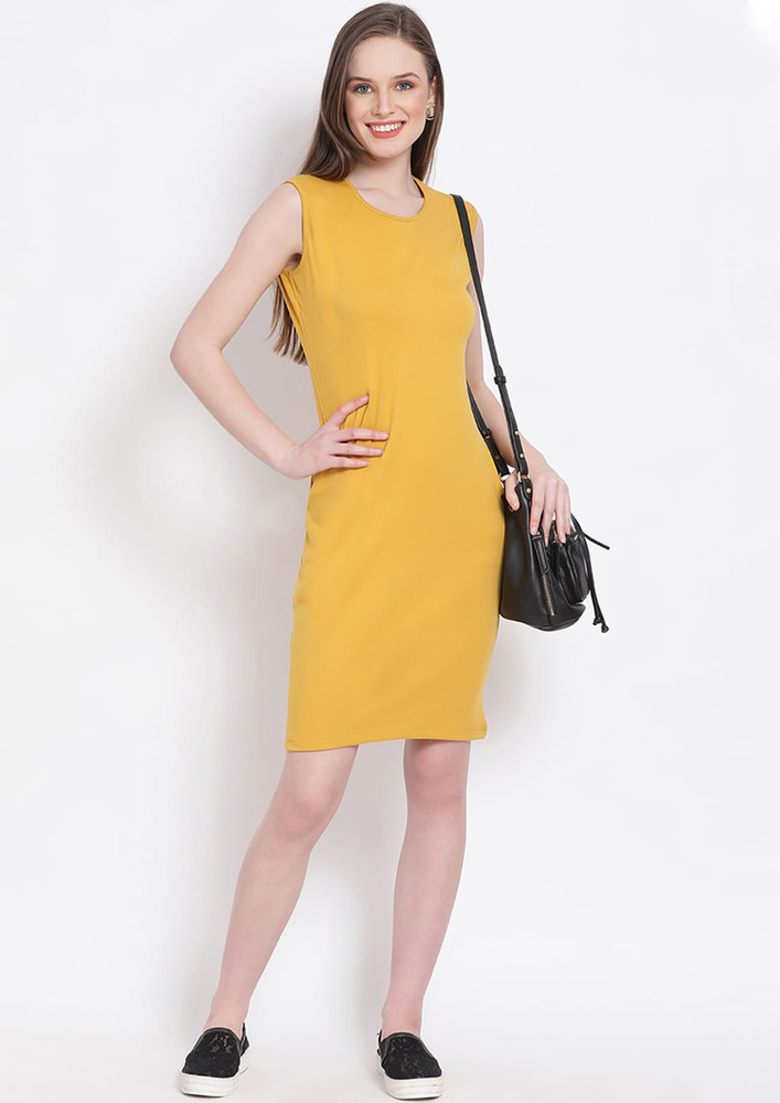 Draax Fashions Women A Line Yellow Dress