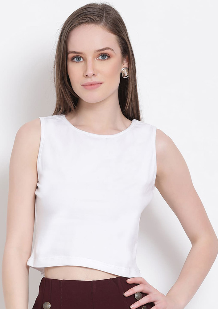 Draax Fashions Women White Crop Top