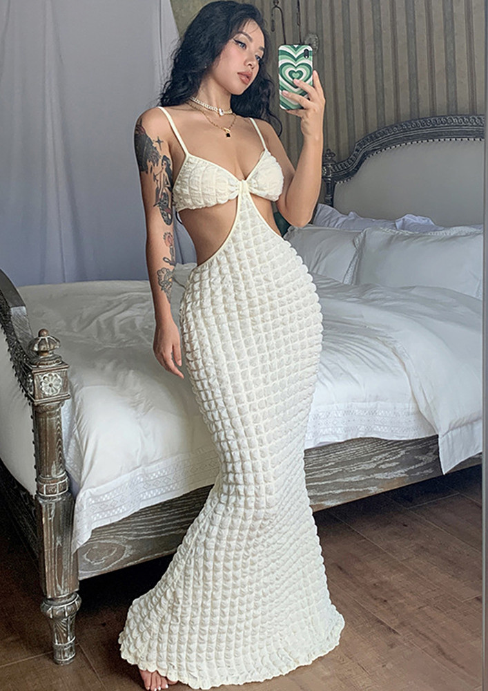 OFF-WHITE QUILTED FISHTAIL MAXI DRESS