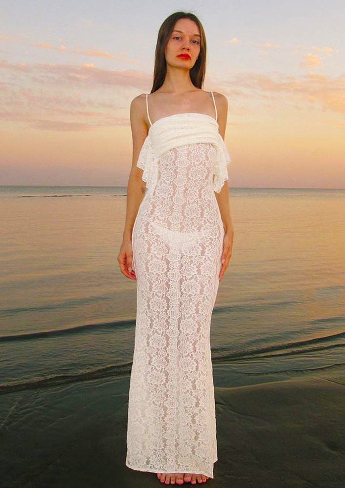 White Long Fishtail Silhouette Dress