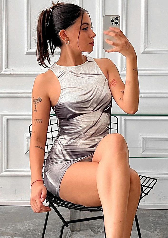Grey 3d Effect Sleeveless Dress