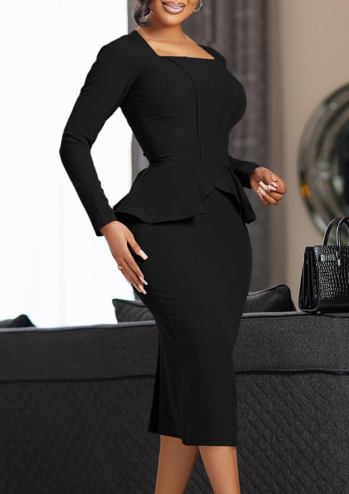 Black Peplum Mermaid Mother Dress For Wedding With Long Sleeves And Lace  Detailing Plus Size Wedding Guest Gown With Beaded Half Sleeve Gro2570 From  Henryr, $104.53 | DHgate.Com