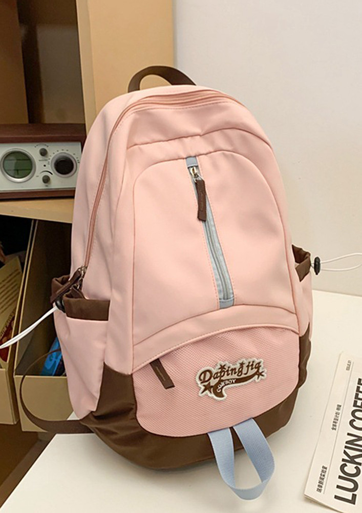 PINK CONTRAST DOUBLE HANDLE LOOPS BACKPACK