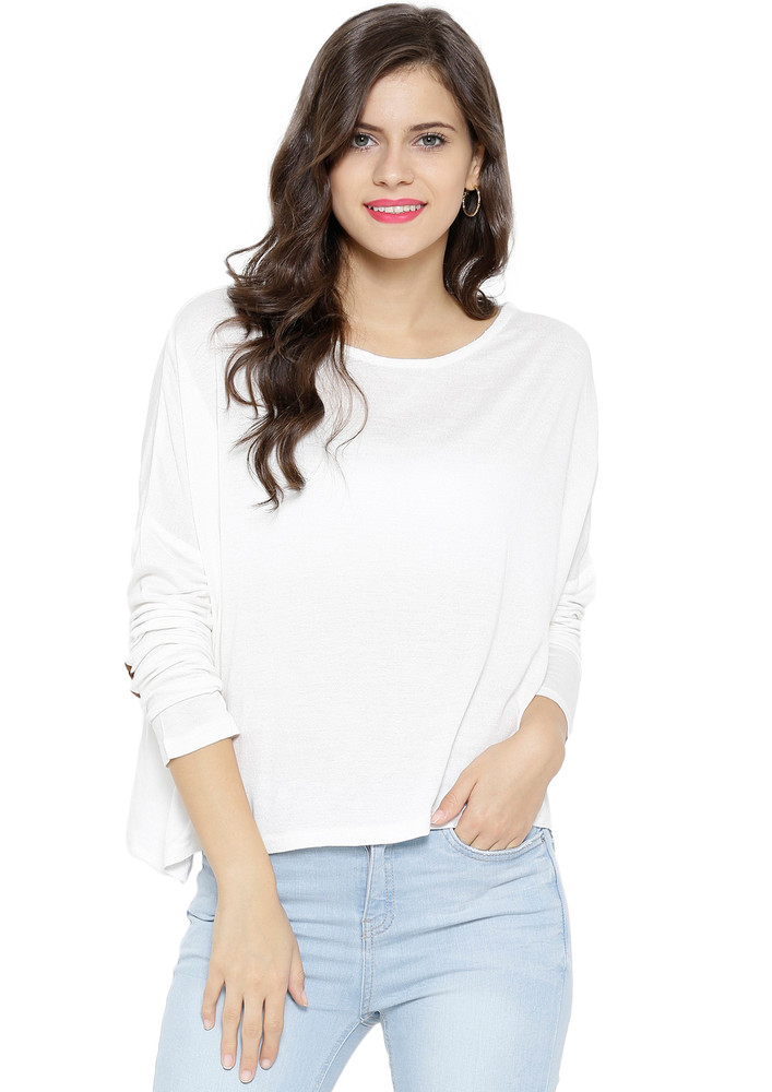 Ivory Loose Top With Elbow Patch