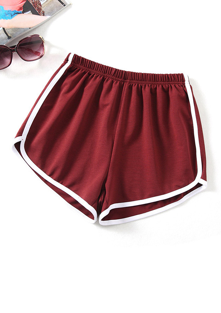 Red Contrast Lining Hot Pants