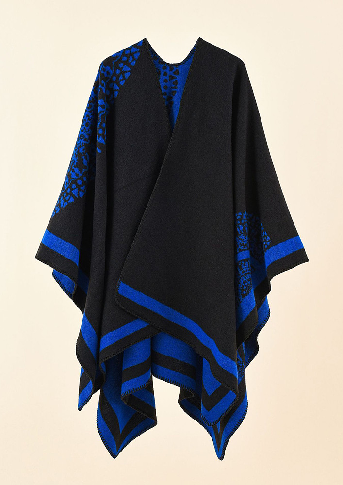 DOUBLE SIDED CONTRAST PRINT FS BLUE SHAWL