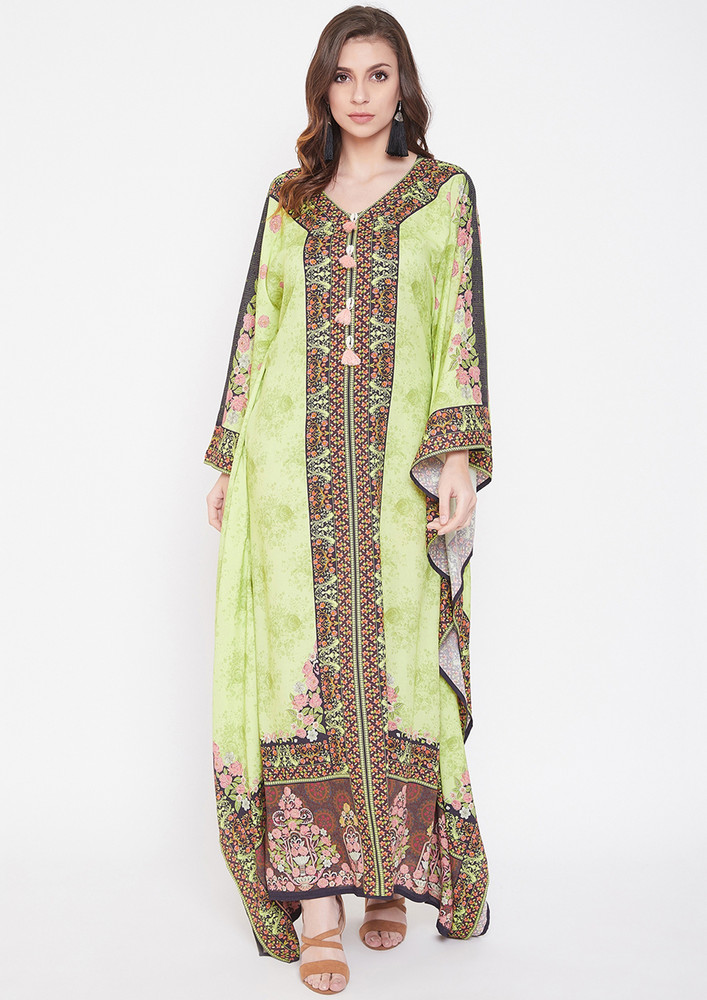 Green Gypsy Kaftan Maxi Dress