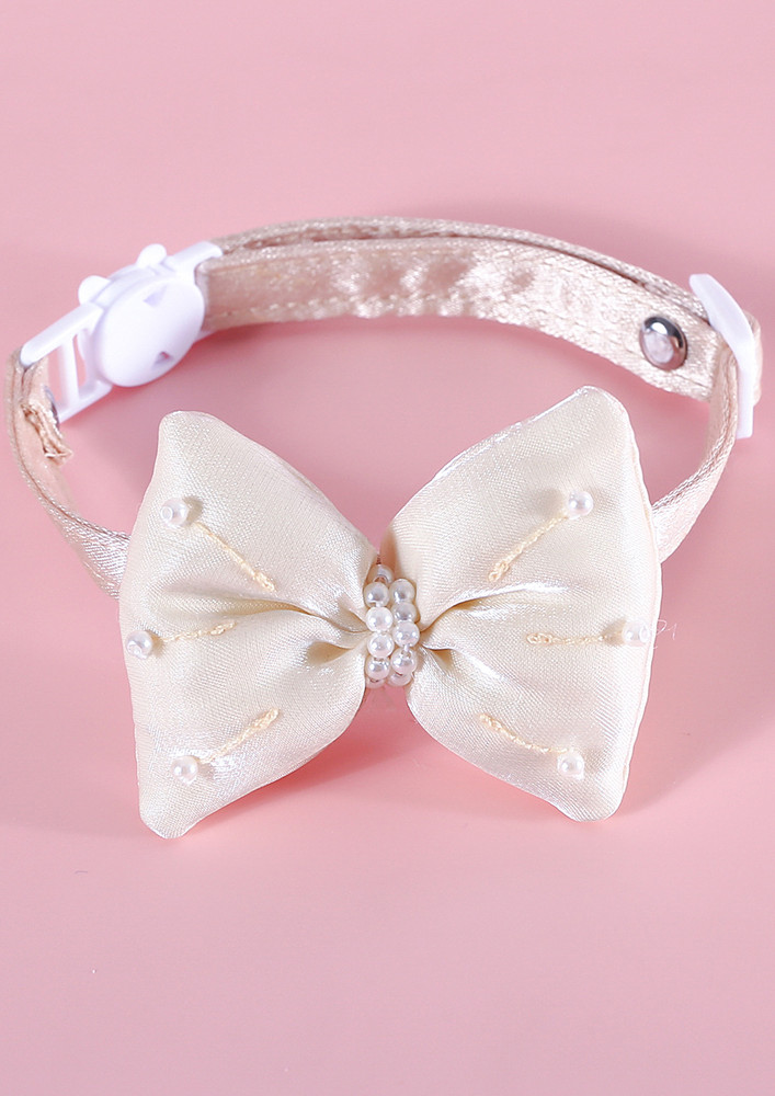 OFF-WHITE IMITATION PEARL BOW-KNOT CAT COLLAR
