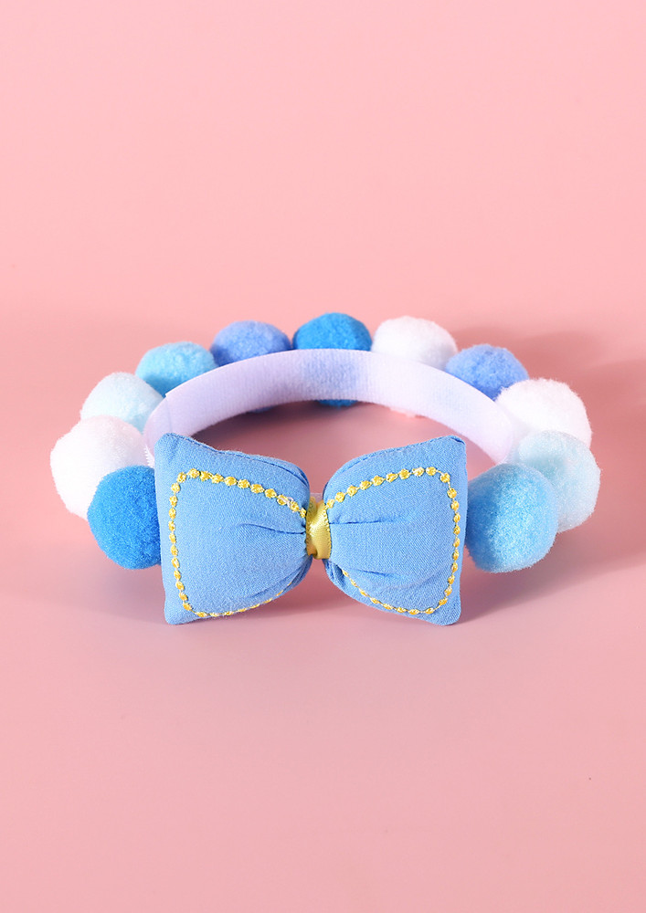 Blue Pom-pom Bow-tie Cat Collar