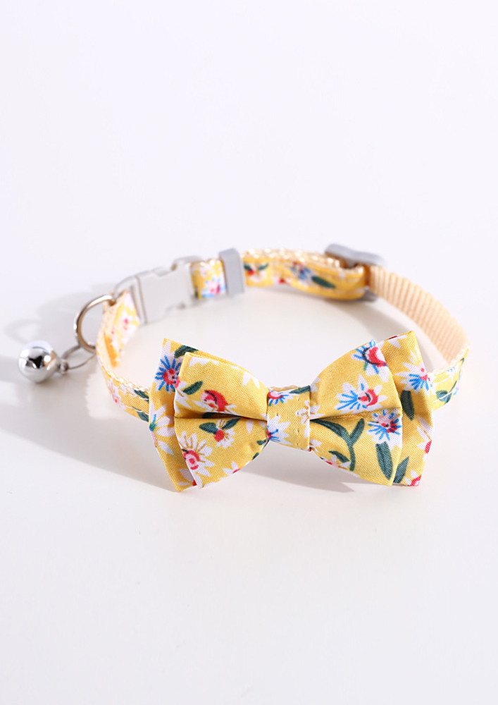Yellow Pink Detachable Bow-tie Pet Collar