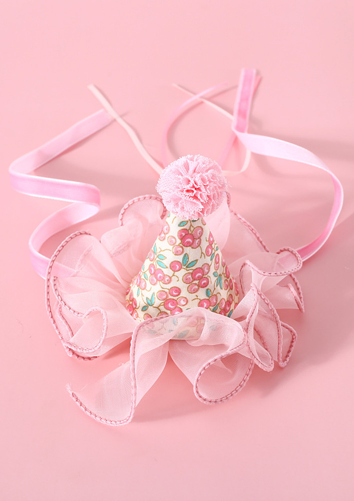 PINK BIRTHDAY HAT & BOW-TIE SET FOR CATS