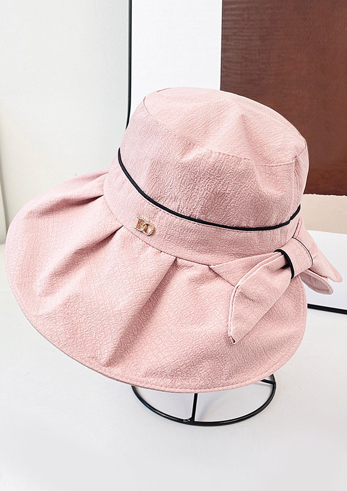 BOW-KNOT DECOR PINK BUCKET HAT