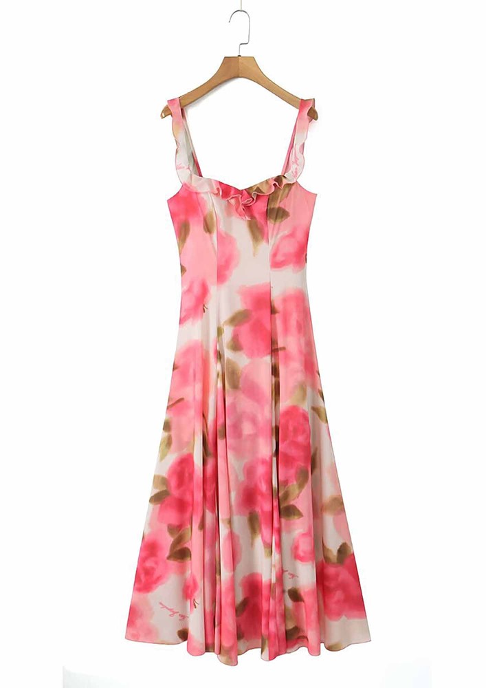 Semi-sweetheart Pink A-line Maxi Dress
