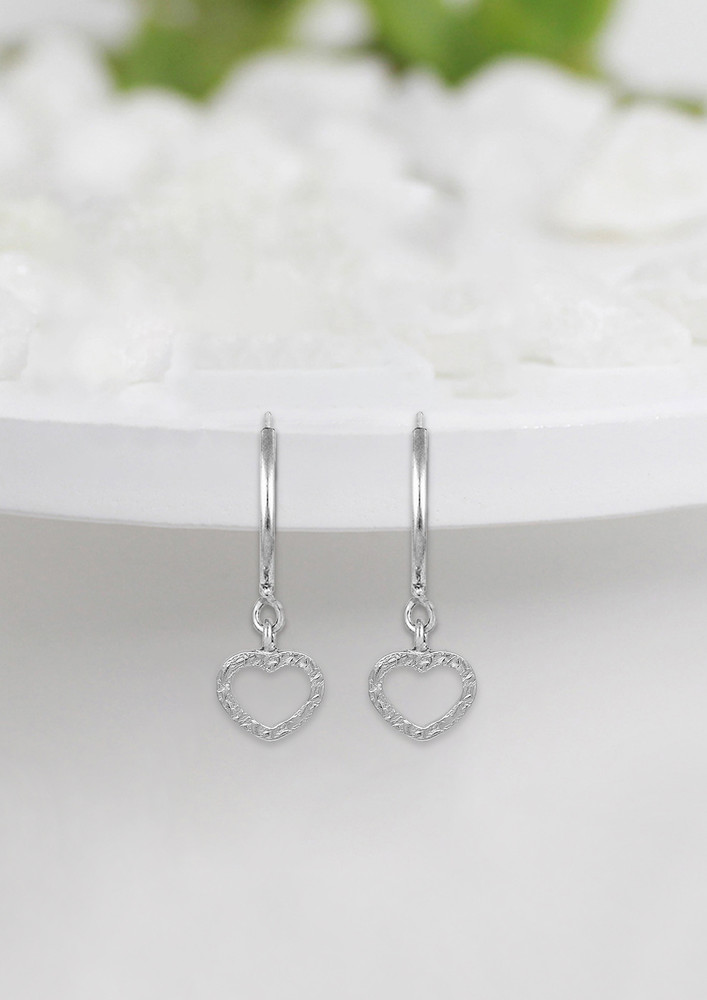 Silver Tiny Heart Drop Earrings