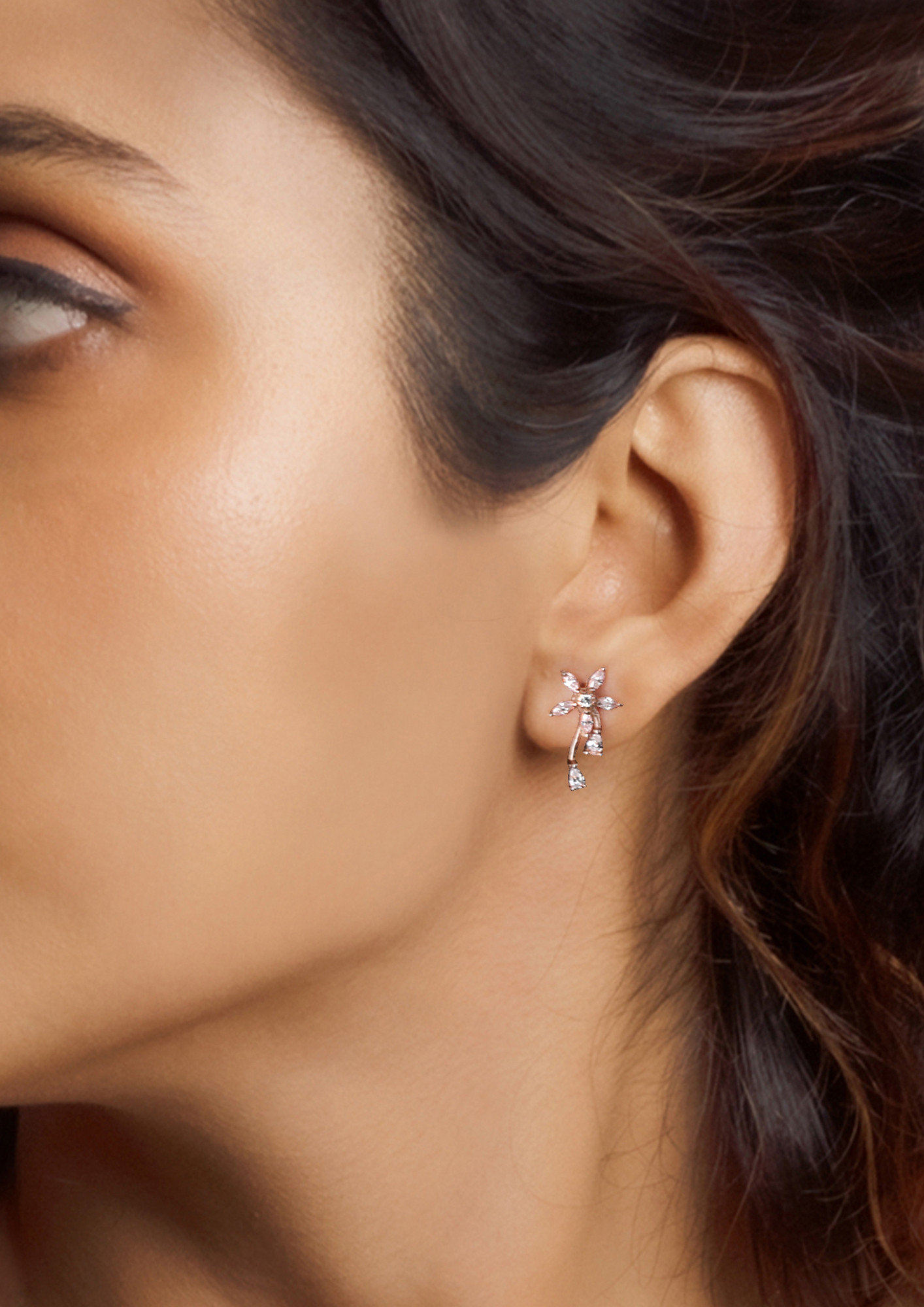VOYLLA Golden Brass Ethnic Hoop American Diamond CZ Gems Adorned Earrings  for Women : Amazon.in: Fashion