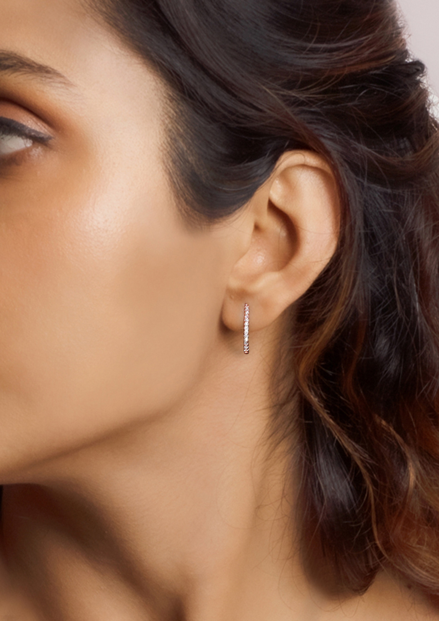 Buy quality Medium Circular Diamond Hoop Bali Earring in 18k Rose Gold in  Pune