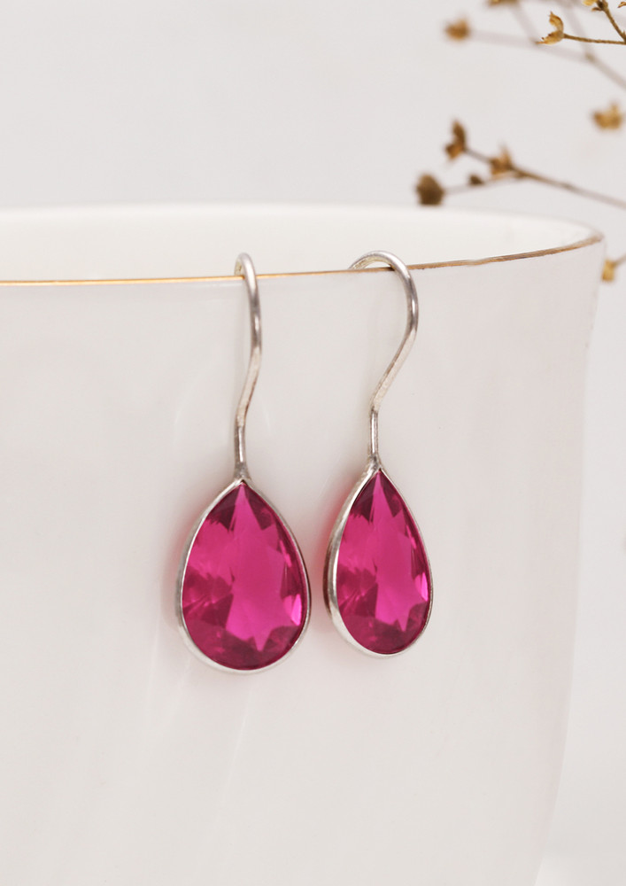 Silver Cherry Pink Petal Earrings
