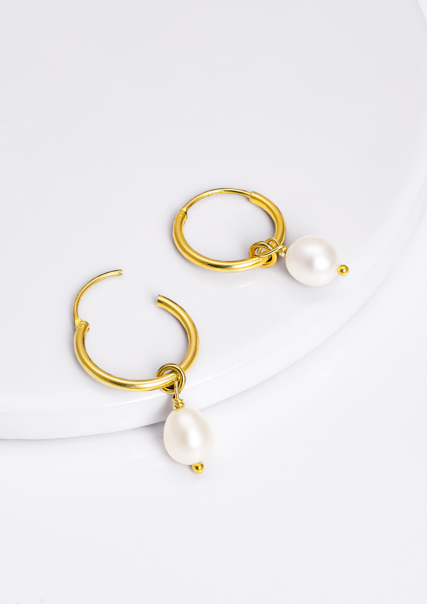 Estella Bartlett | Gold Plated Pearl Drop Hoop Earrings