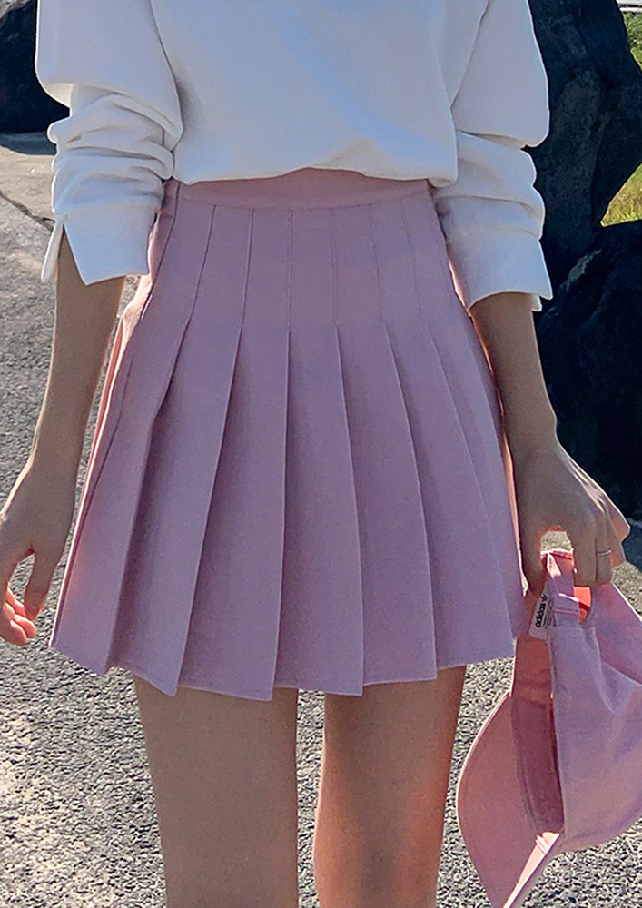 Side Zipper Light Pink Skater Skirt