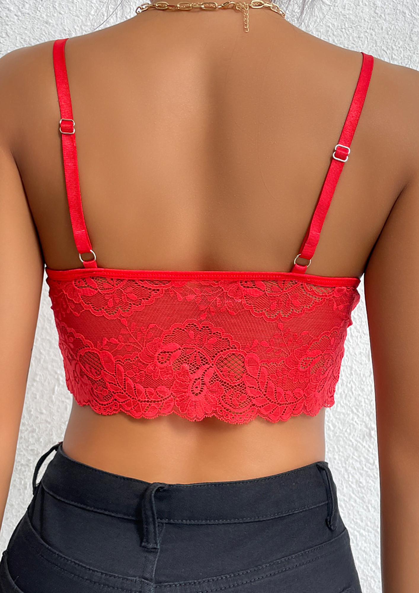 Buy Deep V-neck Red Lace Crop Top for Women Online in India