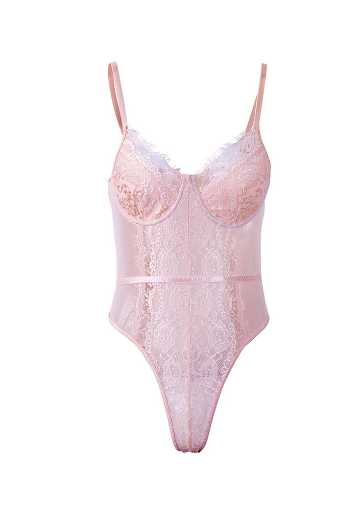 LACY SLIMMING BODYSUIT IN PINK